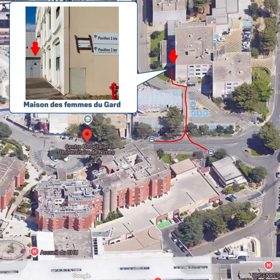 Maison des femmes du Gard - Plan aérien CHU Nîmes